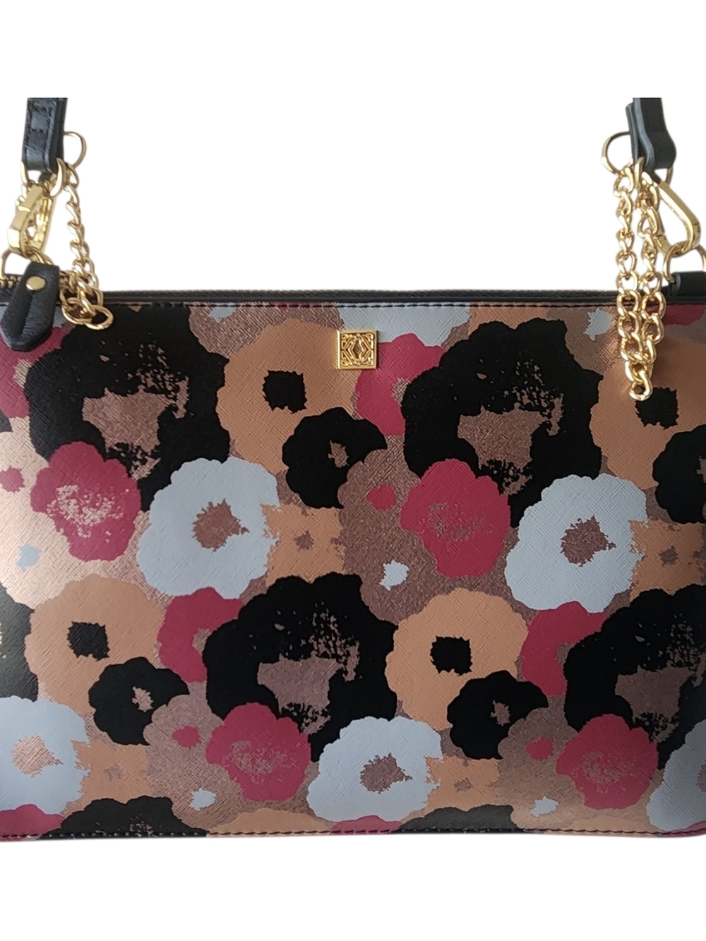 Kate Landry Floral Chain-Handle Crossbody Bag - Black, Tan, Pink, Light Blue